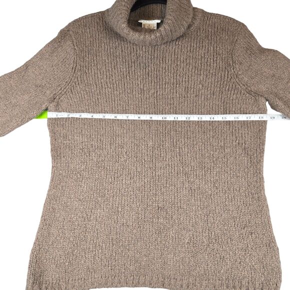 Talbots Petites Womens Small Sweater Cotton Angora Blend Turtleneck Brown - Picture 7 of 8